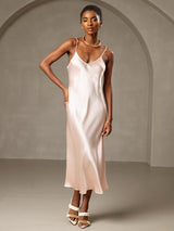 [Rose] SilkSilky-FR Sleeveless V Neck Robes 003