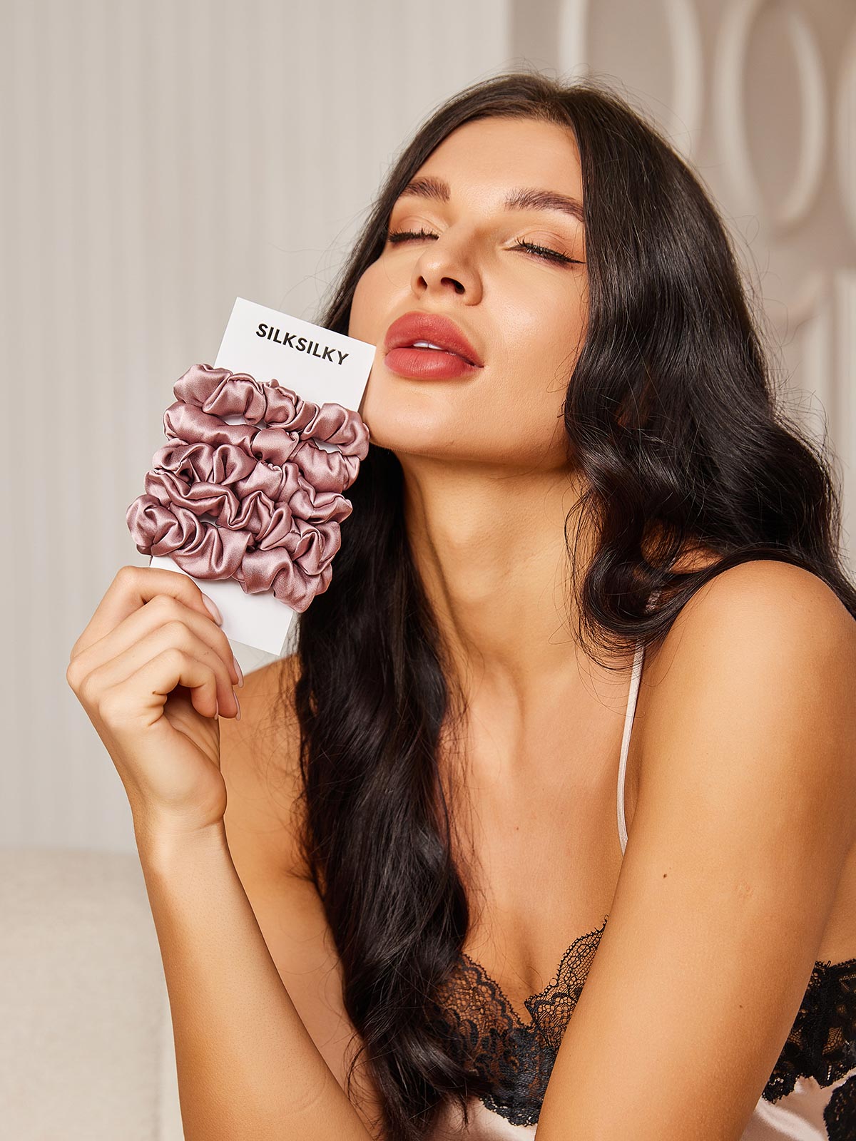 [Mauve Pâle] SilkSilky-FR 19Momme Pure Soie Scrunchie 002