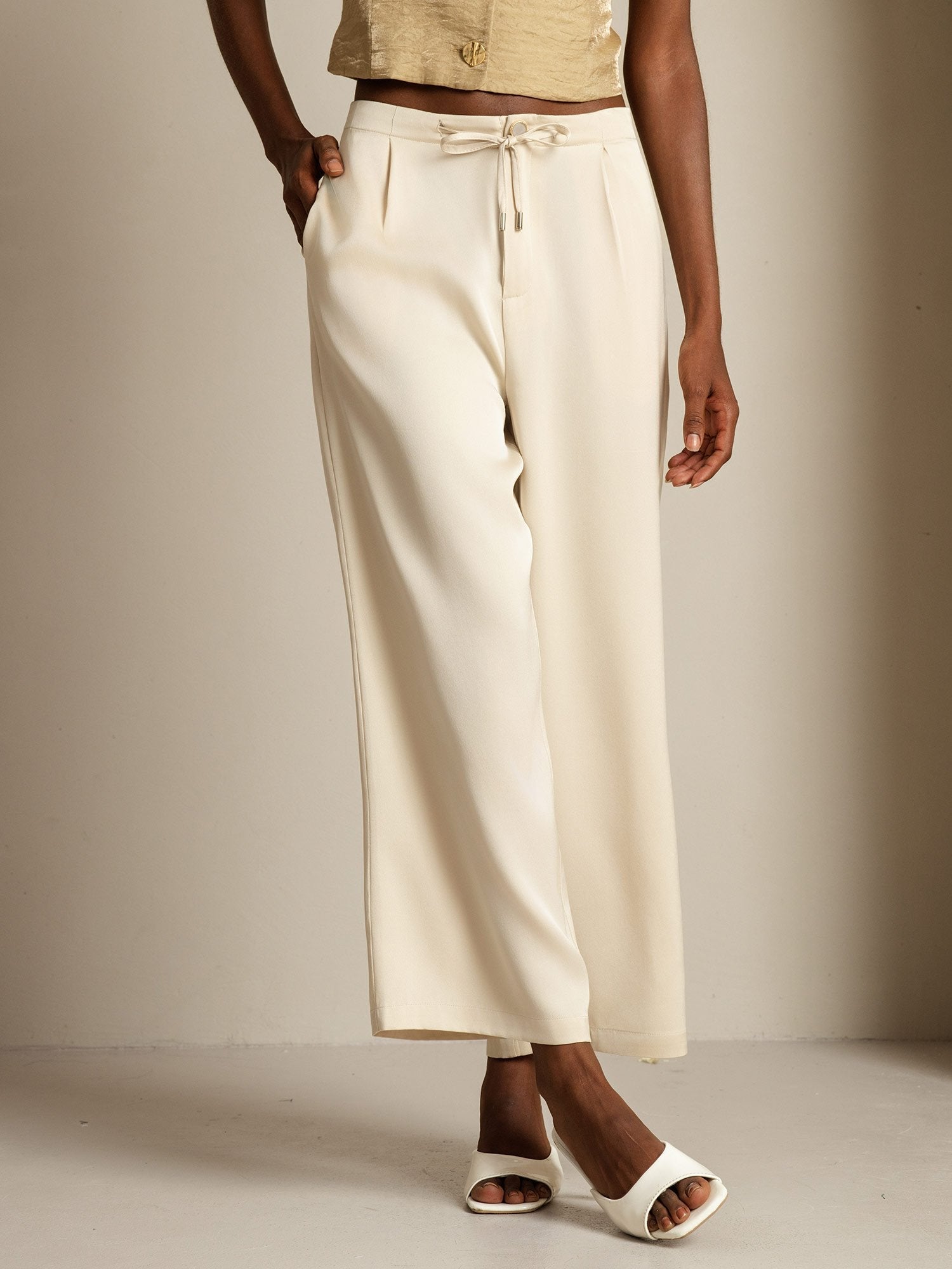 [Beige] SilkSilky-FR 19Momme Soie Womens Pants 003