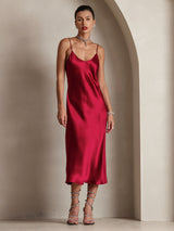 [Rouge Vineux] SilkSilky-FR Sleeveless V Neck Robes 004