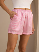 [Rayures Fines Roses] SilkSilky-FR Womens Shorts 004