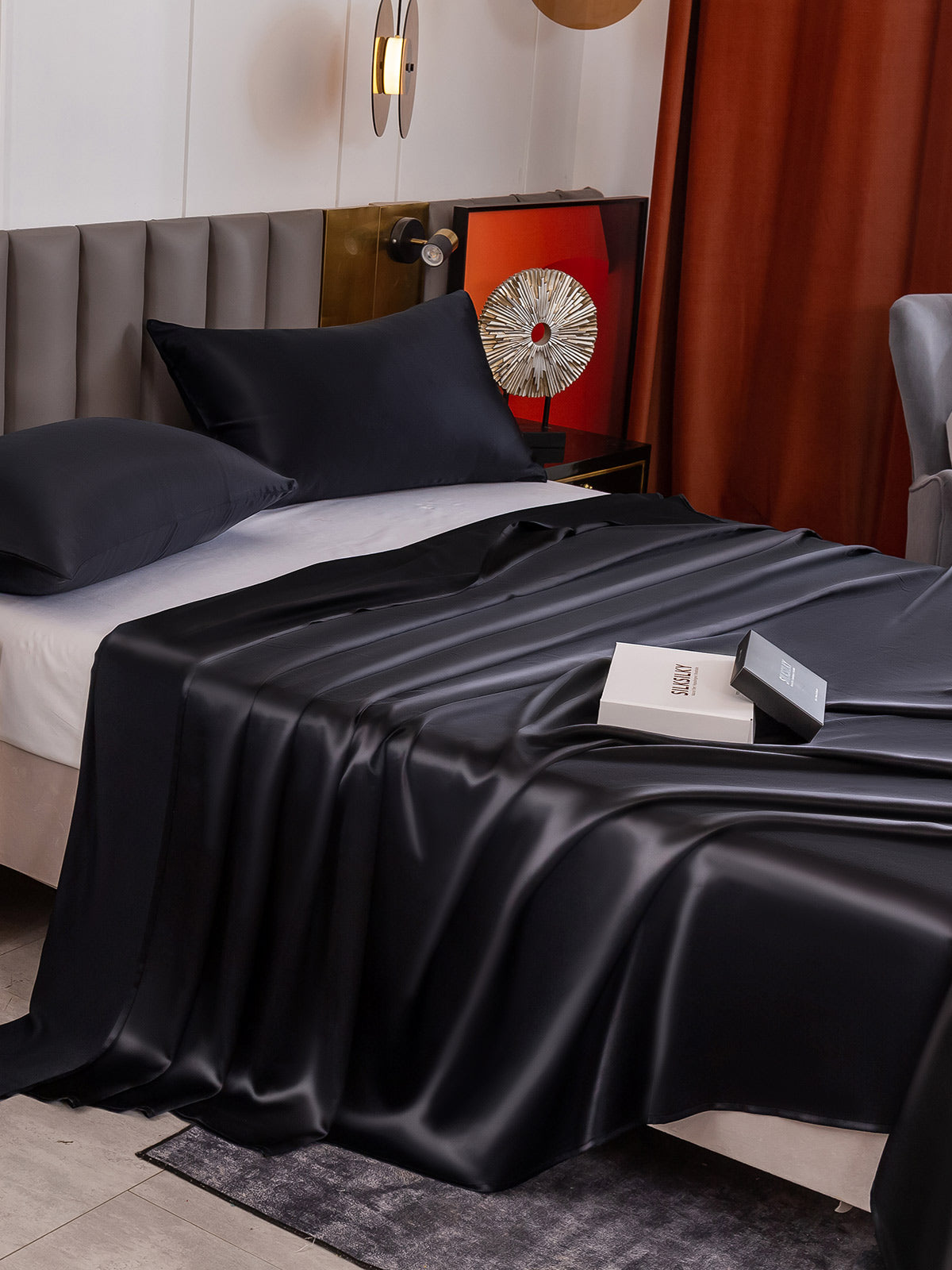 [Noir] SilkSilky-FR 19Momme Pure Soie Bedding Set 003