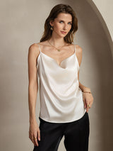 [Gris Clair] SilkSilky-FR Spaghetti Strap Cowl Neck Top À Fines Brides 001