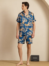 [Dragon Navy] SilkSilky-FR Short Sleeve Lapel Collar Homme Pyjamas 007