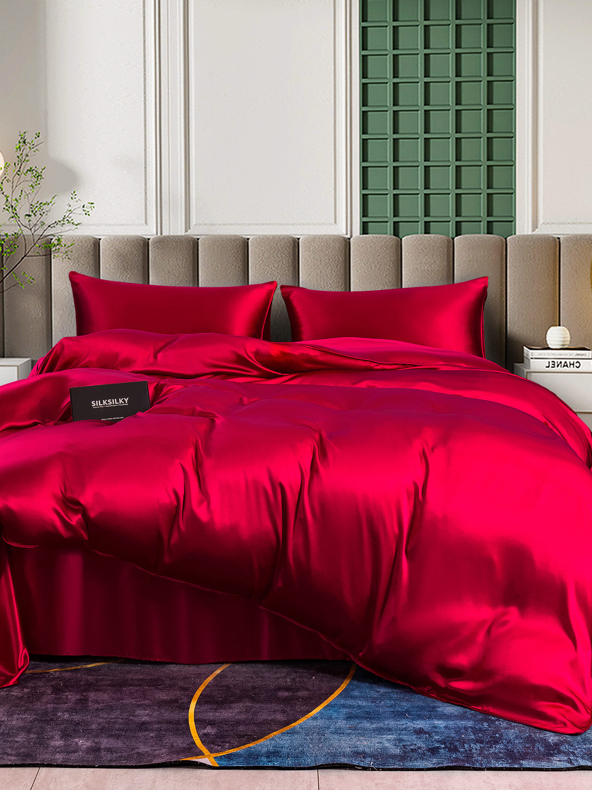 SilkSilky FR 25Momme Pure Soie Bedding Set RougeVineux 001