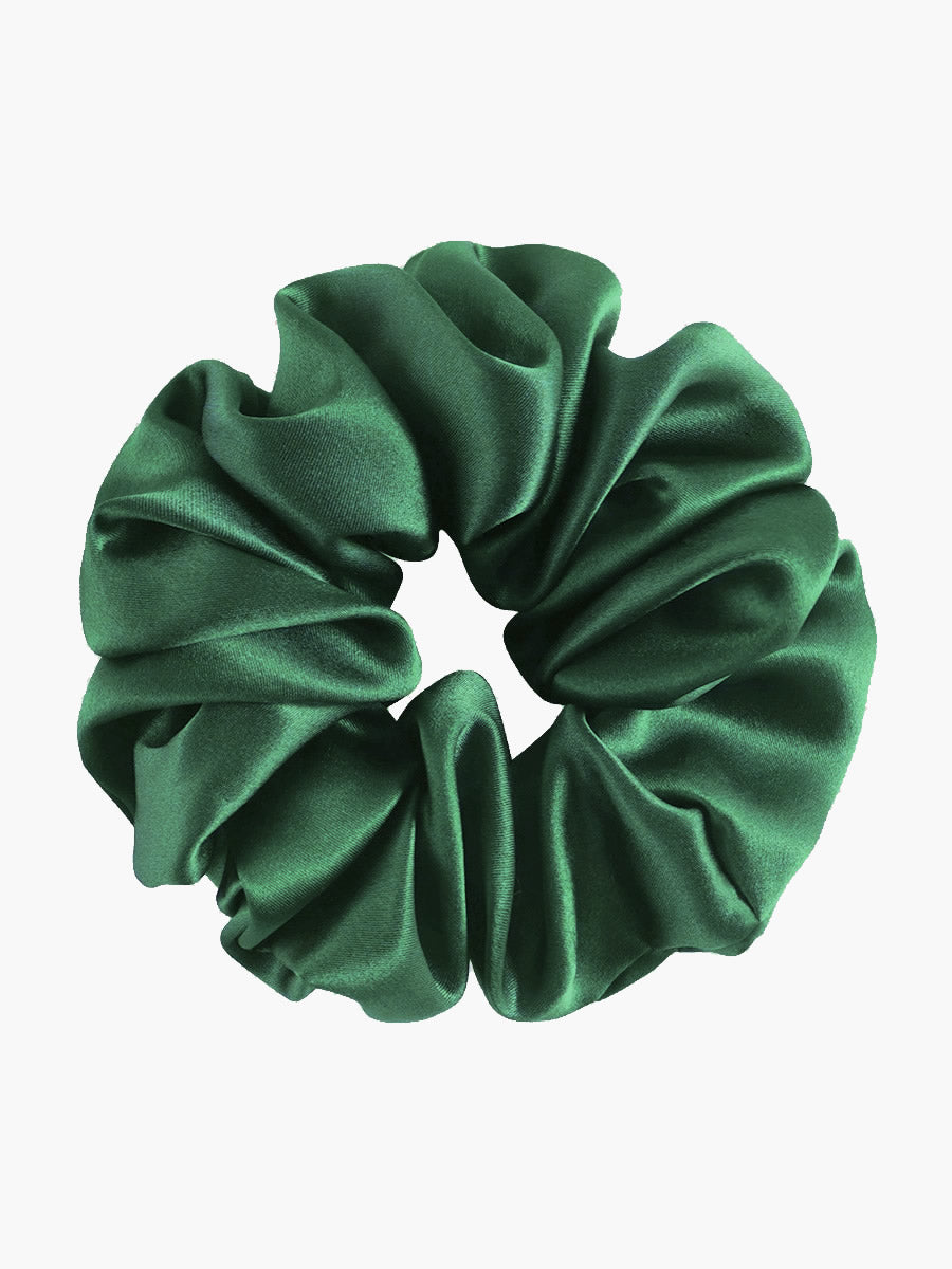 SilkSilky-FR 19Momme Pure Soie Scrunchie VertFoncé 003