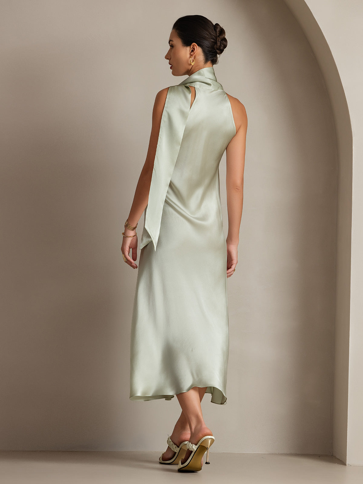 [Vert Clair] SilkSilky-FR 19Momme Soie Dress 002