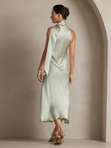 [Vert Clair] SilkSilky-FR Sleeveless Tie Neck Robes 002