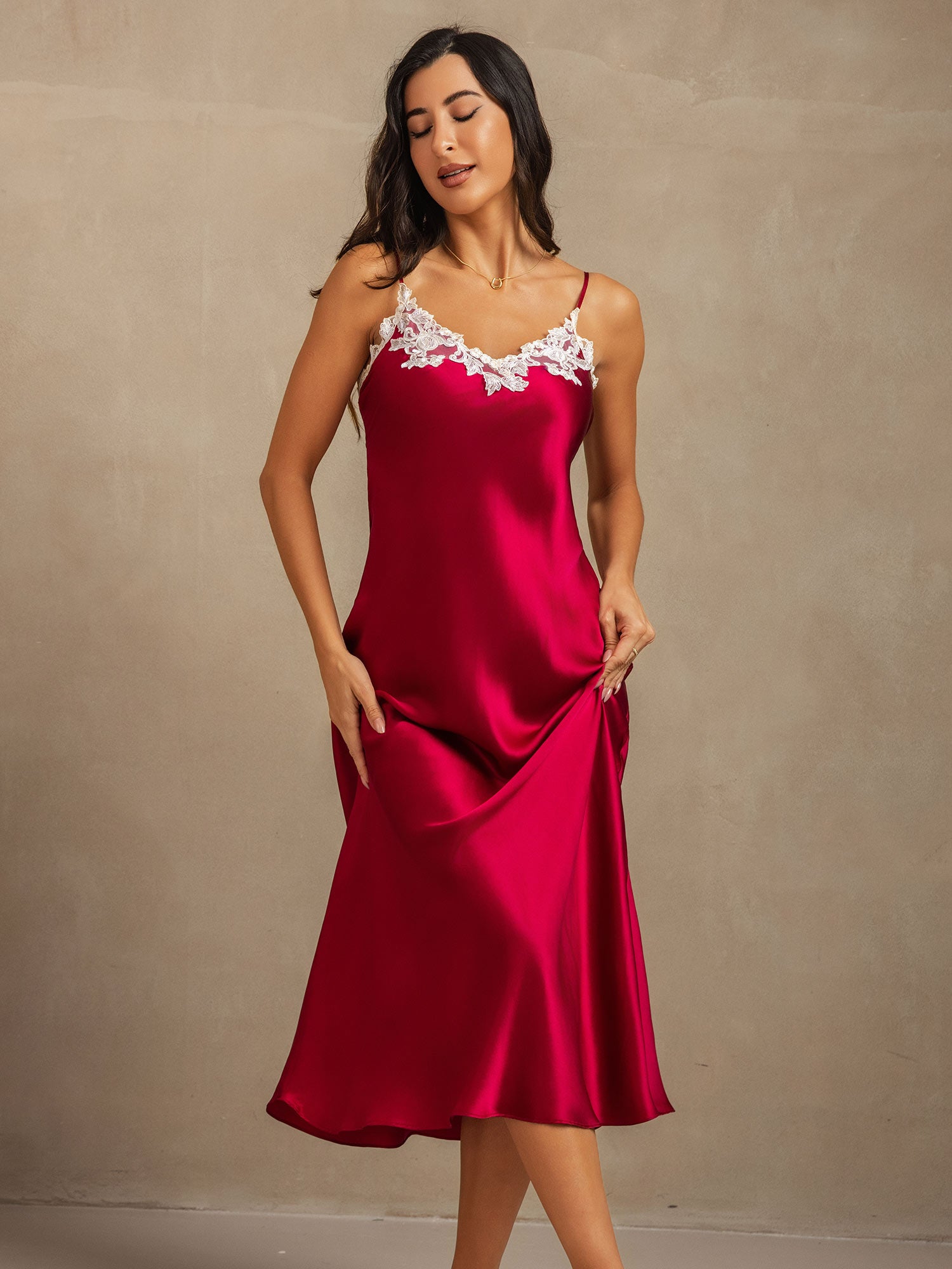 [Rouge Vineux] SilkSilky-FR 19Momme Pure Soie Dress 001