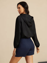 [Noir] SilkSilky-FR 18Momme Manches longues Col Montant Femme Manteaux 002