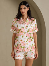 [Pivoine Blanche] SilkSilky-FR Short Sleeve Notch Collar Femme Pyjamas 004