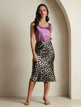 [Leopard] SilkSilky-FR 19Momme Pure Soie Skirt 001,