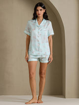 [Fleurs Ciel] SilkSilky-FR Short Sleeve Notch Collar Femme Pyjamas 007