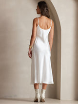 [Blanc] SilkSilky-FR Sleeveless V Neck Robes 002