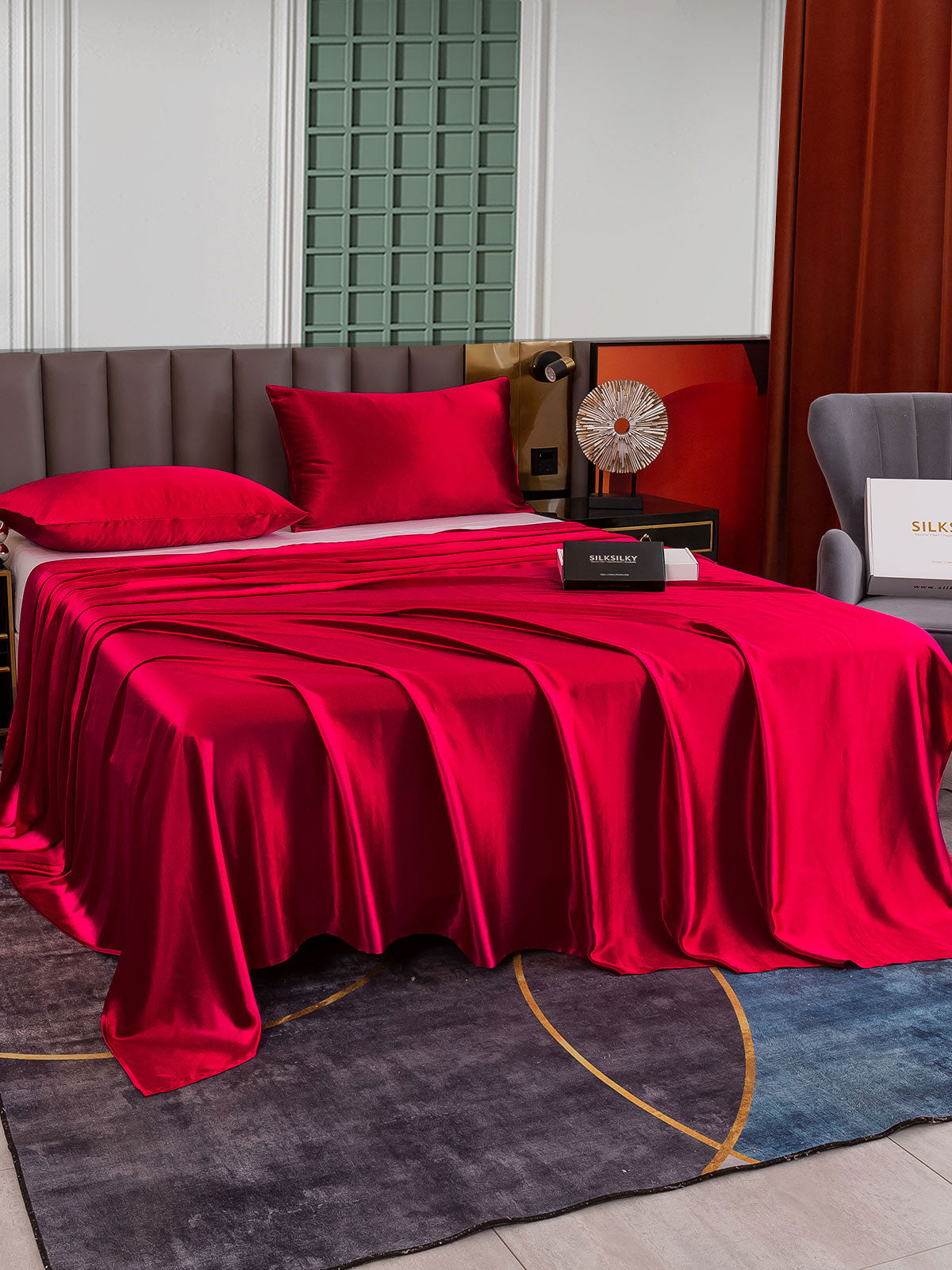 [Rouge Vineux] SilkSilky-FR 25Momme Pure Soie Bedding Set 001