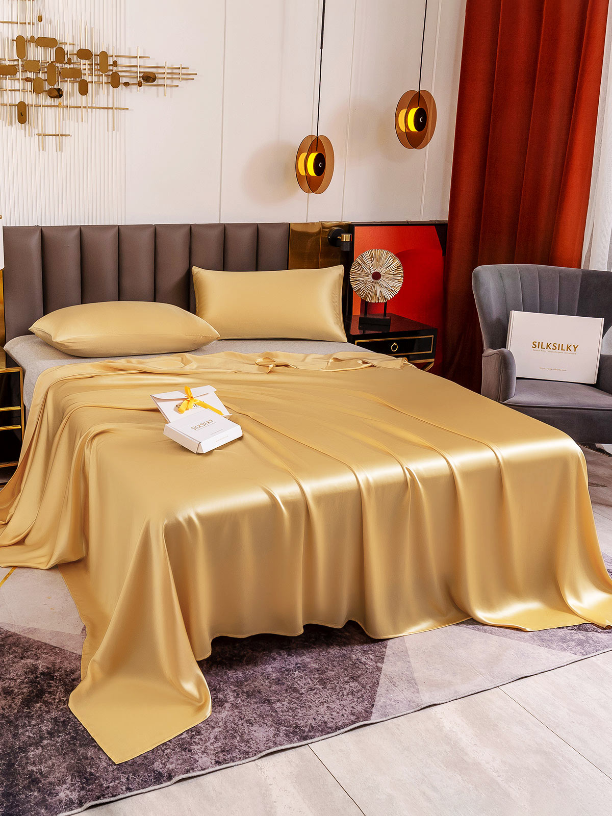 [Champagne] SilkSilky-FR 19Momme Pure Soie Bedding Set 004