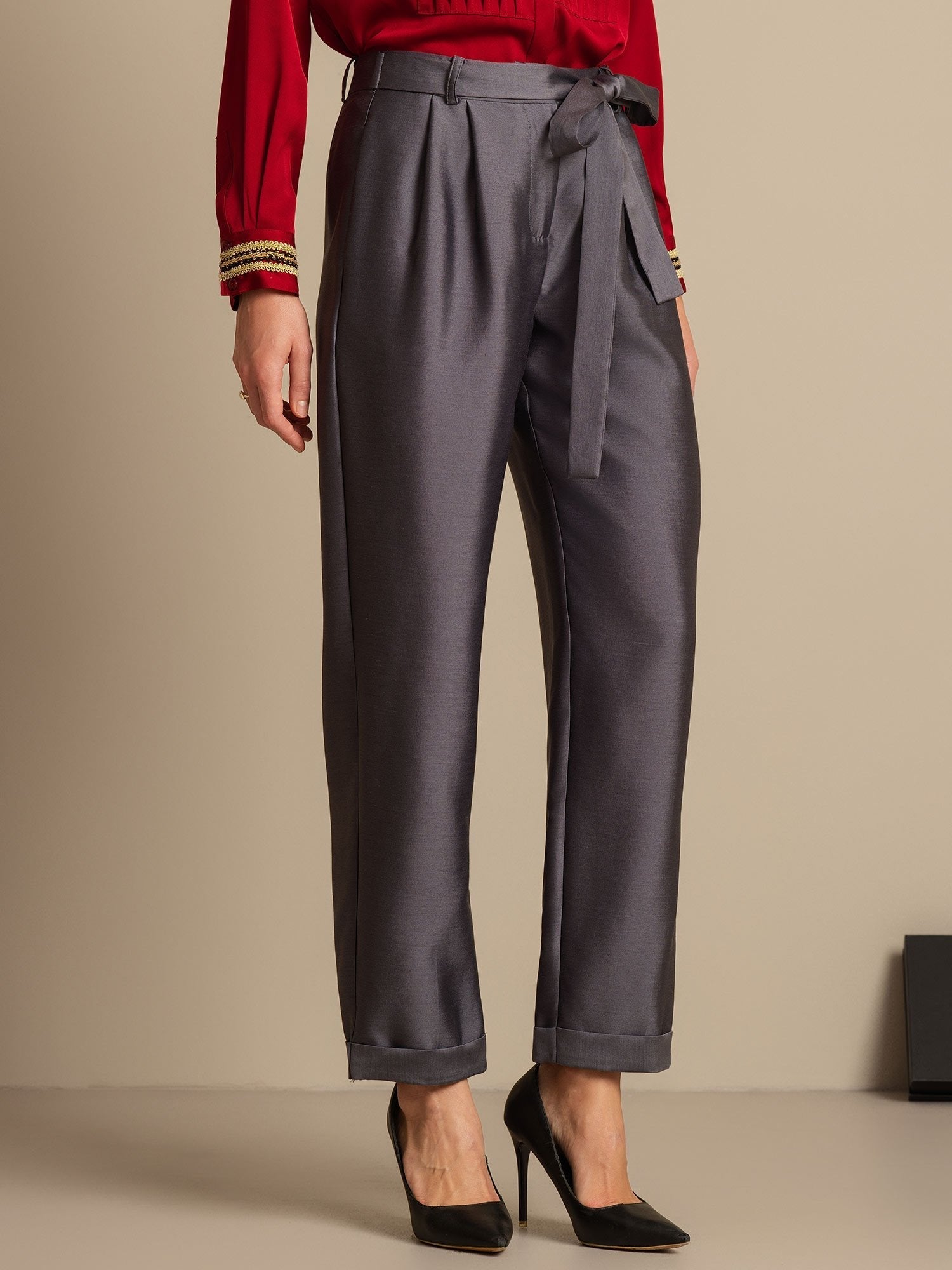 [Gris] SilkSilky-FR 32Momme Soie Womens Pants 003,