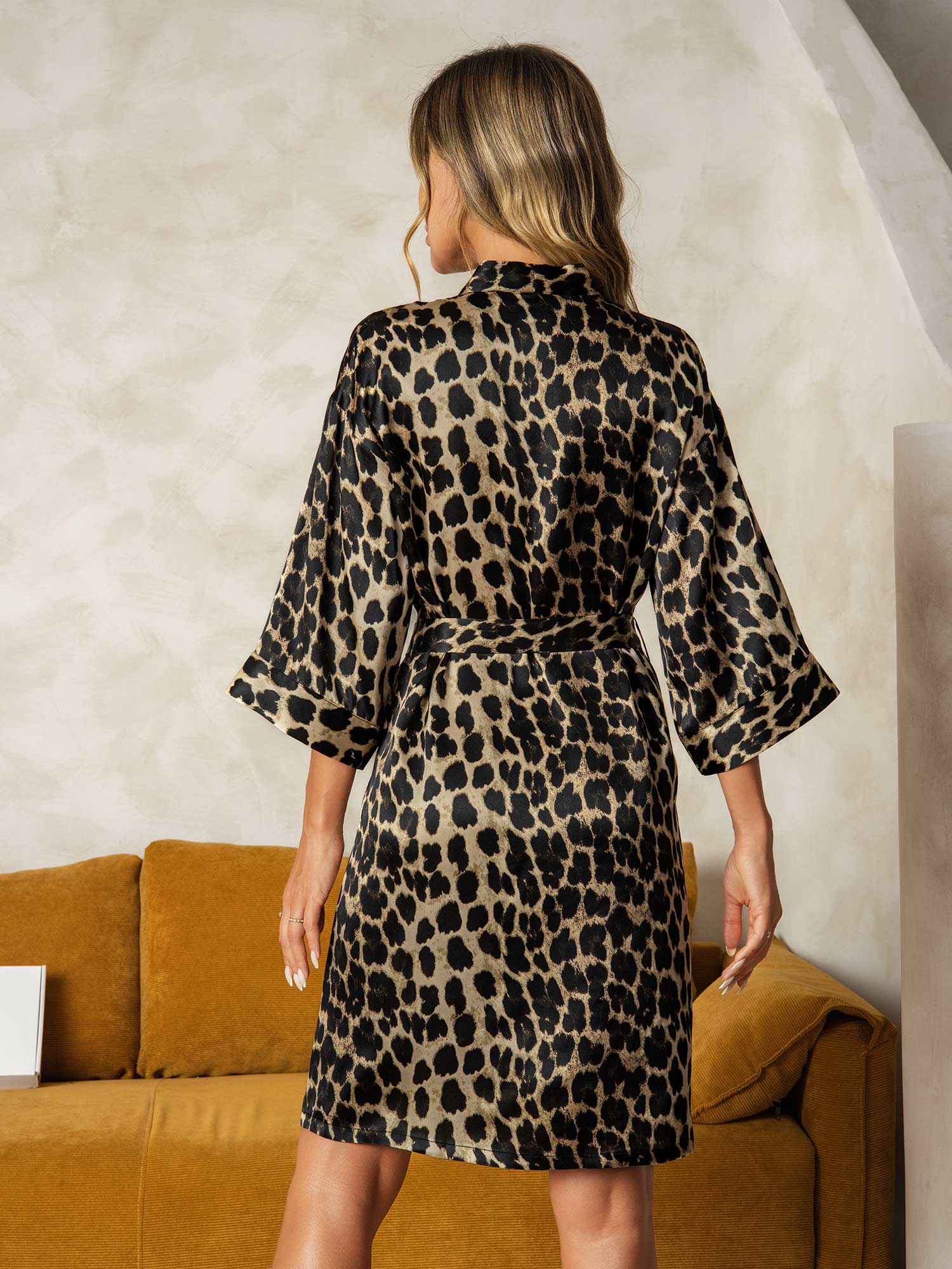 [Leopard] SilkSilky-FR Pure Soie Womens Robe 002