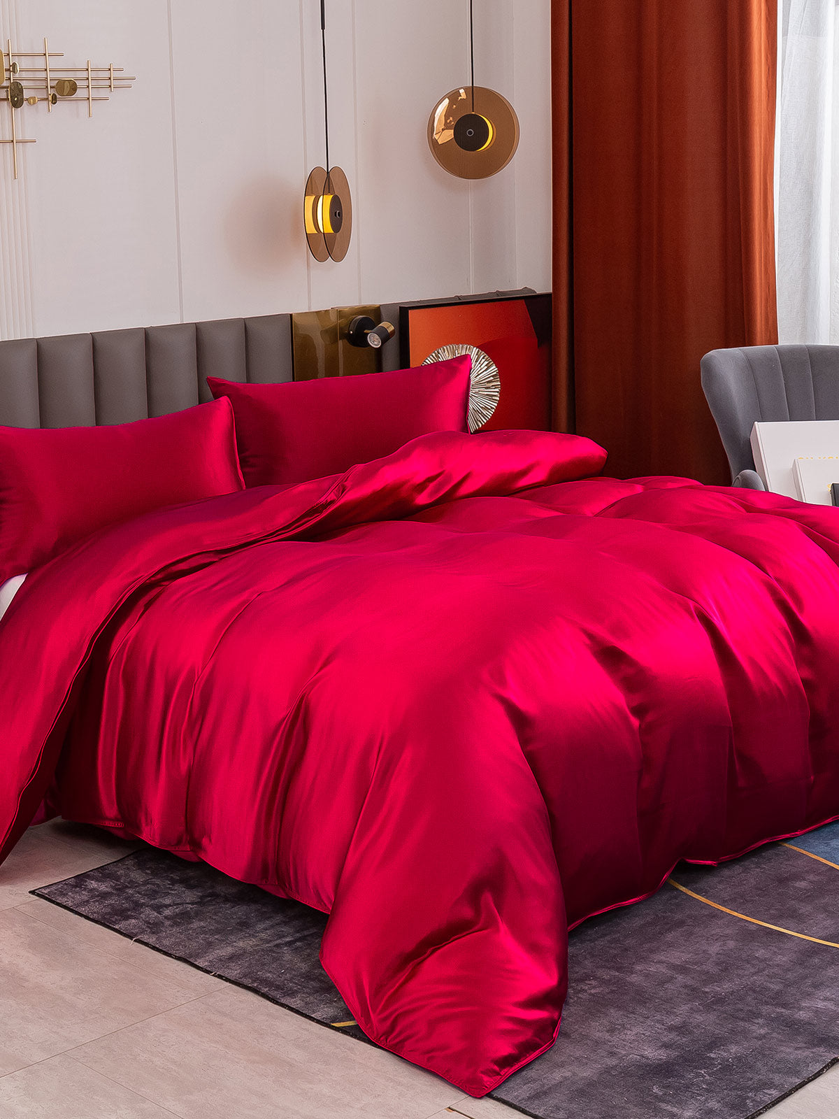 [Rouge Vineux] SilkSilky-FR 19Momme Pure Soie Bedding Set 001