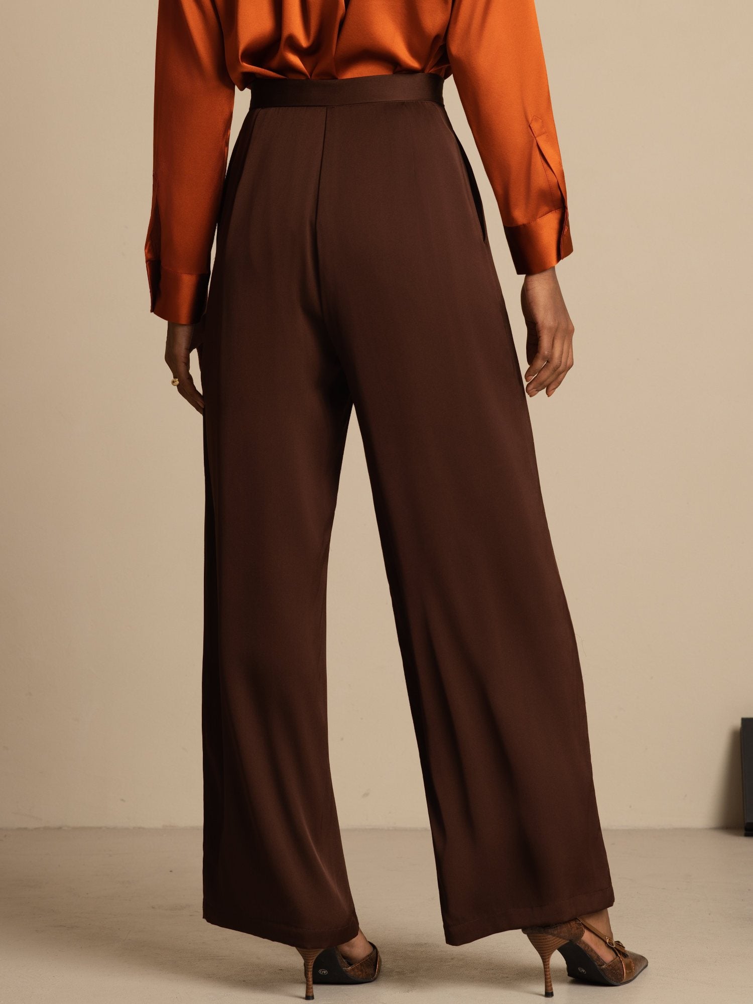 [Chocolat Noir] SilkSilky-FR 19Momme Soie Womens Pants 004