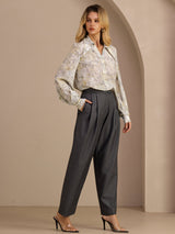 [Fleur de Sauge] SilkSilky-FR Long Sleeve Lapel Collar Blouse 007