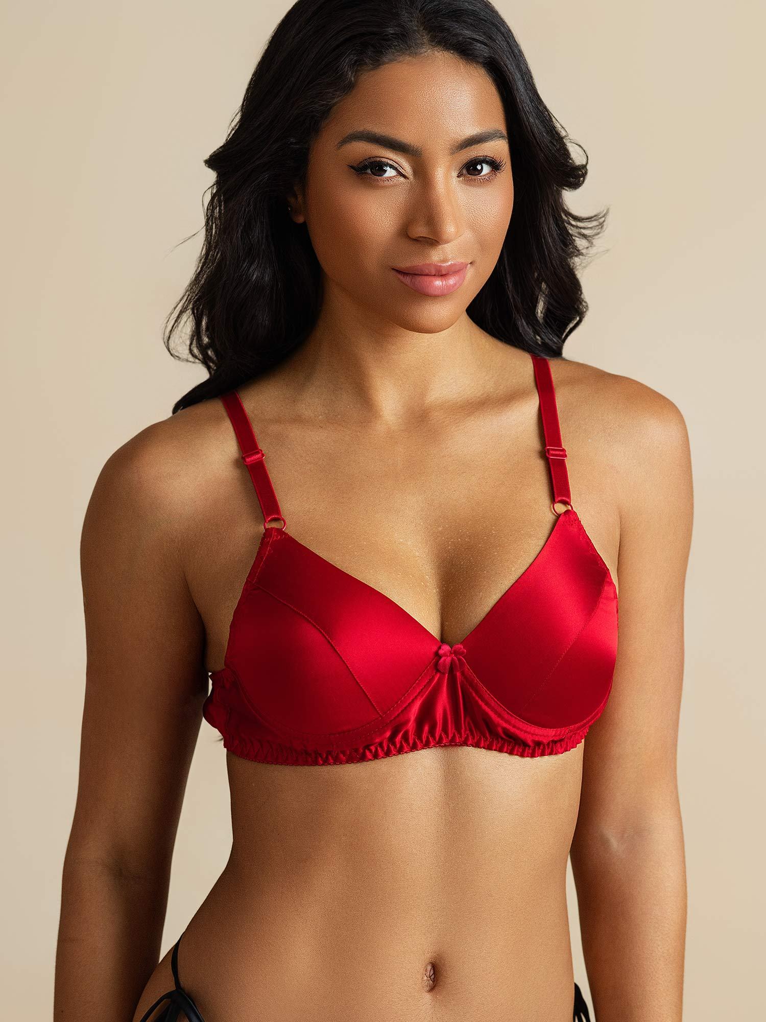 [Rouge] SilkSilky-FR Soie Bra 001,