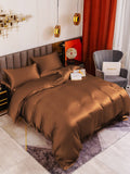 SilkSilky FR 19Momme Pure Soie Bedding Set Café 001