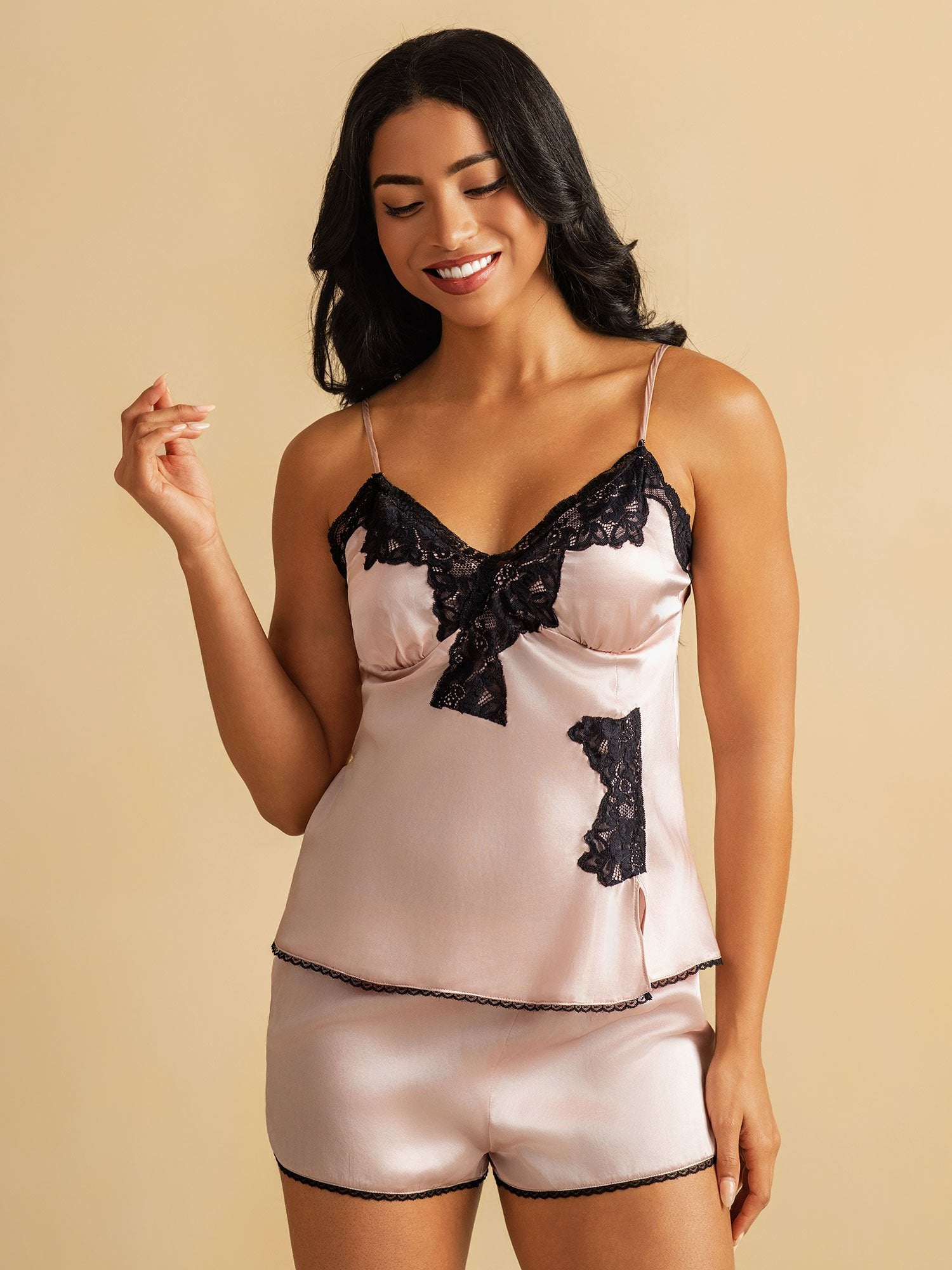 [Rose] SilkSilky-FR Soie Camisole Set 003