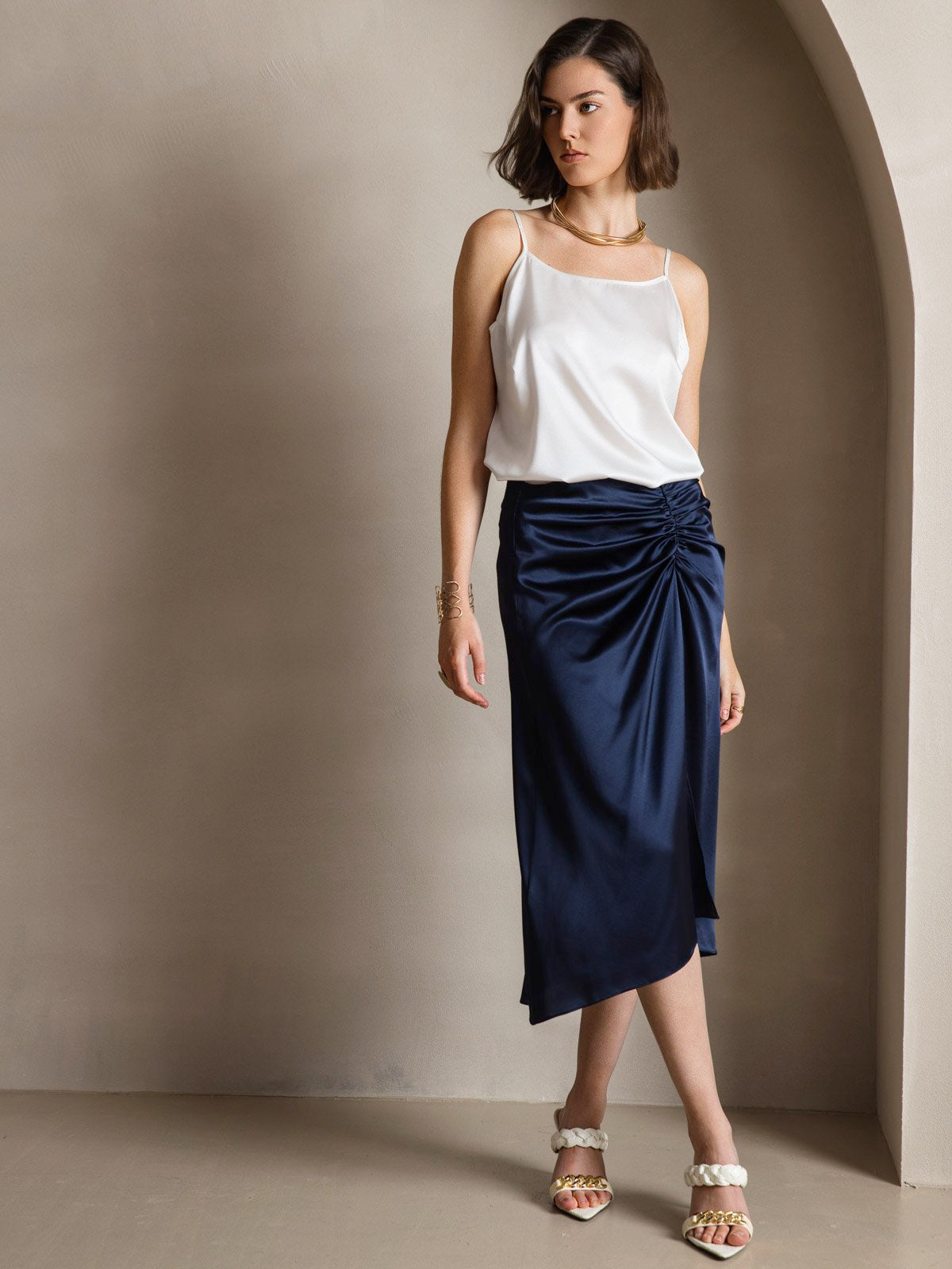 [Blanc] SilkSilky-FR 19Momme Soie Camisoles 009