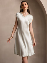 [Vert Clair] SilkSilky-FR Cap Sleeve V Neck Chemises de nuit 004