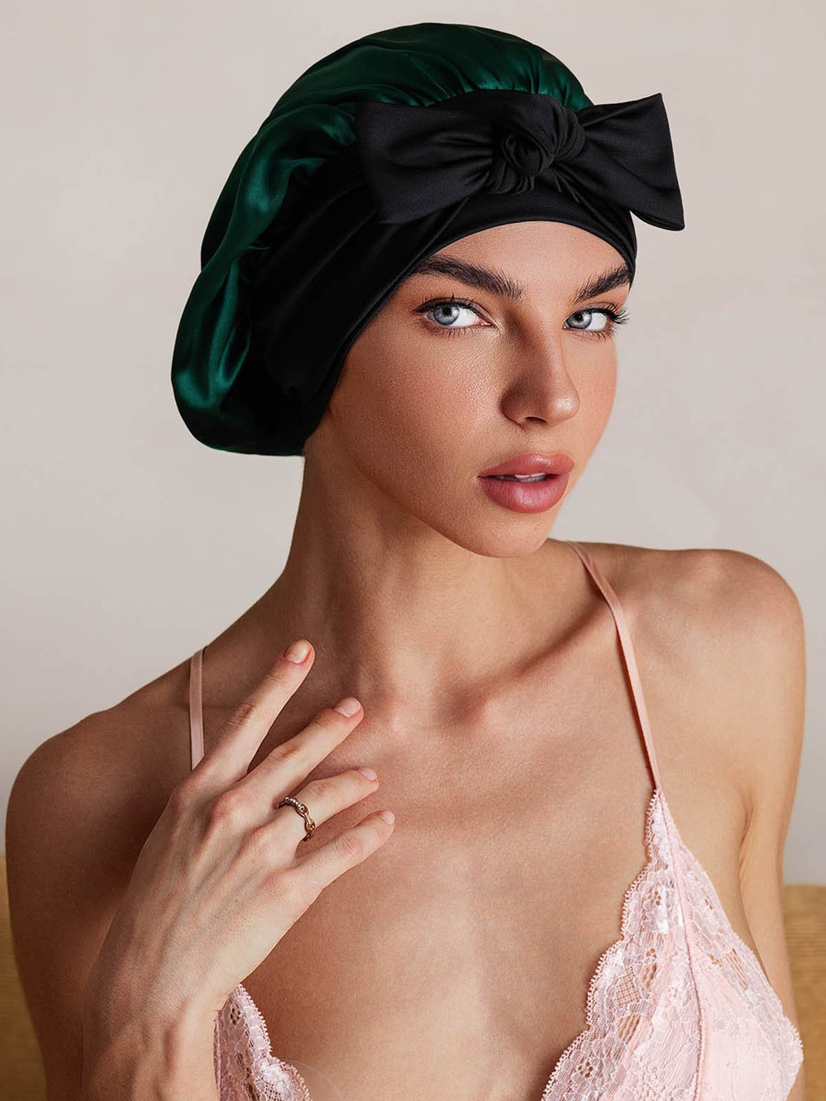 SilkSilky-FR Soie Sleep Cap VertFoncé 004