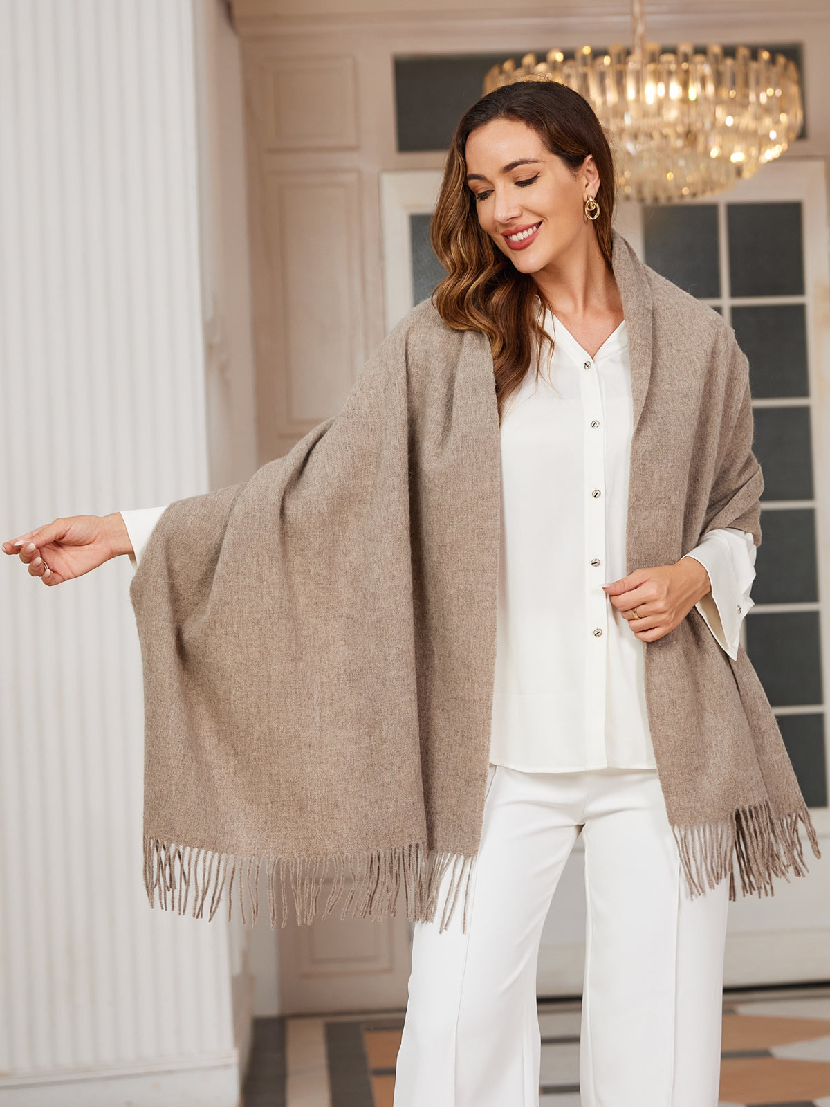 [Kaki Foncé] SilkSilky-FR Laine Scarf 004