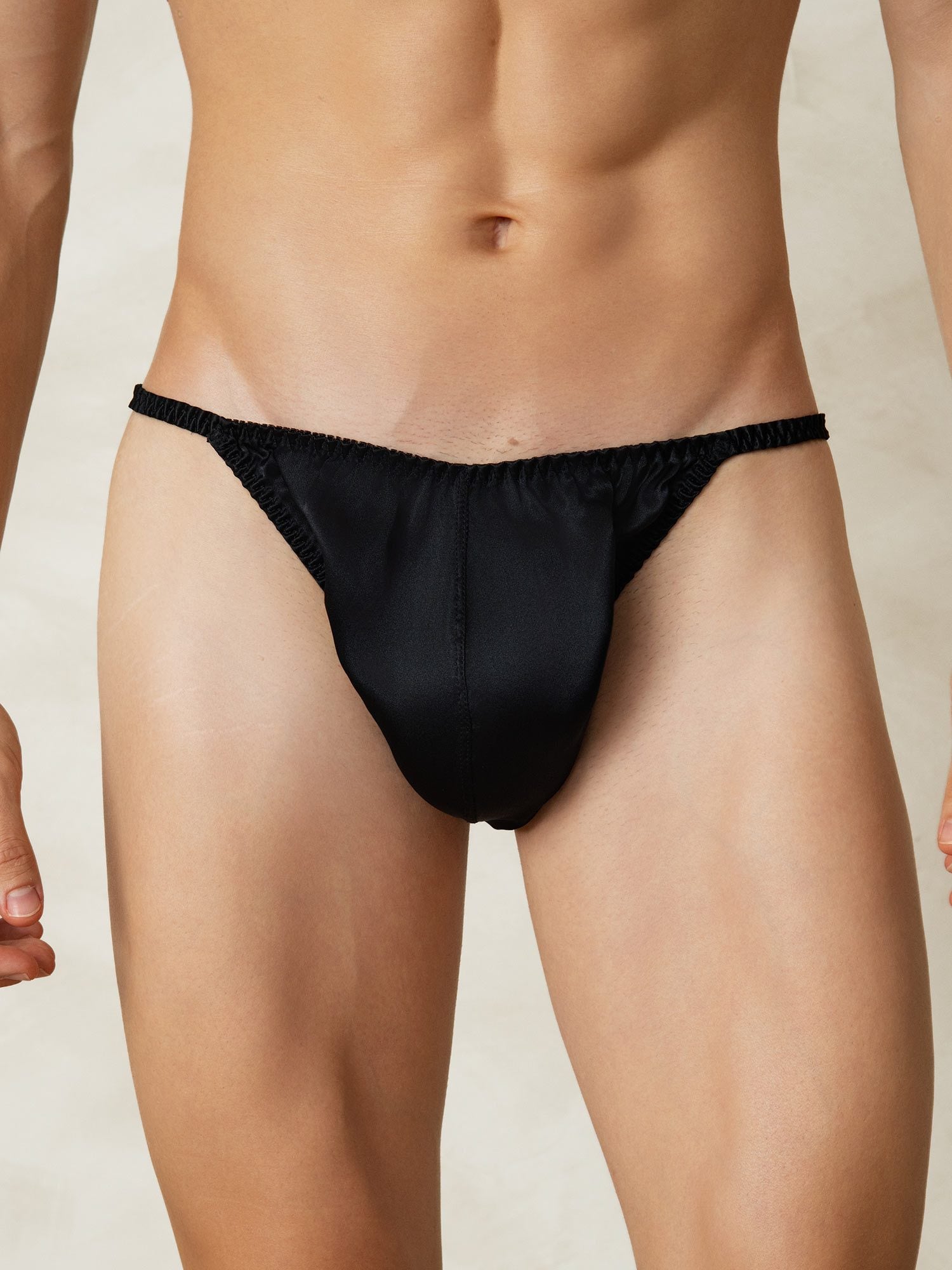 [Noir] SilkSilky-FR Soie Mens Underwear 001