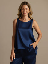 [Bleu Foncé] SilkSilky-FR Sleeveless Femme Pyjamas 004