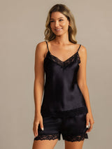 [Noir] SilkSilky-FR Fines Brides V Neck Ensemble Camisole 003