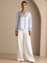 [Bleu Ciel] SilkSilky-FR Long Sleeve Blouse 006