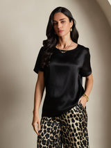 [Multi] SilkSilky-FR Pure Soie Manches courtes Col Rond Femme Pyjamas 005