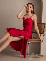 [Rouge Vineux] SilkSilky-FR Fines Brides Col Bénitier Robes 004