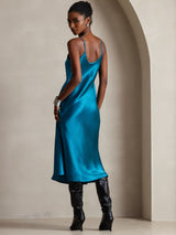 [Bleu Royal] SilkSilky-FR Sleeveless V Neck Robes 002