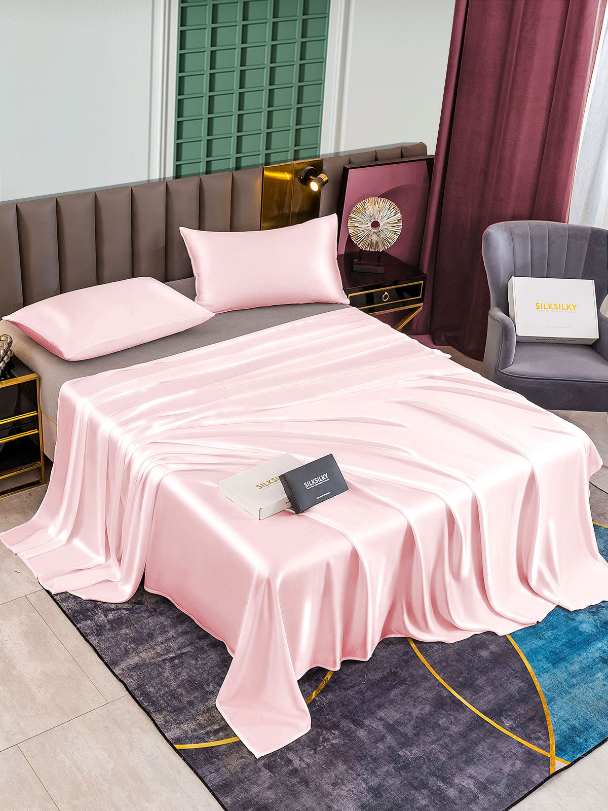 [Rose] SilkSilky-FR 25Momme Pure Soie Bedding Set 002