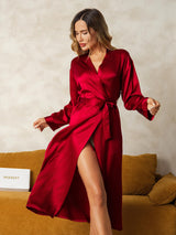 [Rouge Vineux] SilkSilky-FR Long Sleeve Femme Peignoir 001