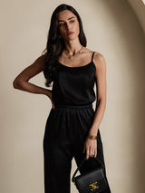 [Noir] SilkSilky-FR Spaghetti Strap Top À Fines Brides 003