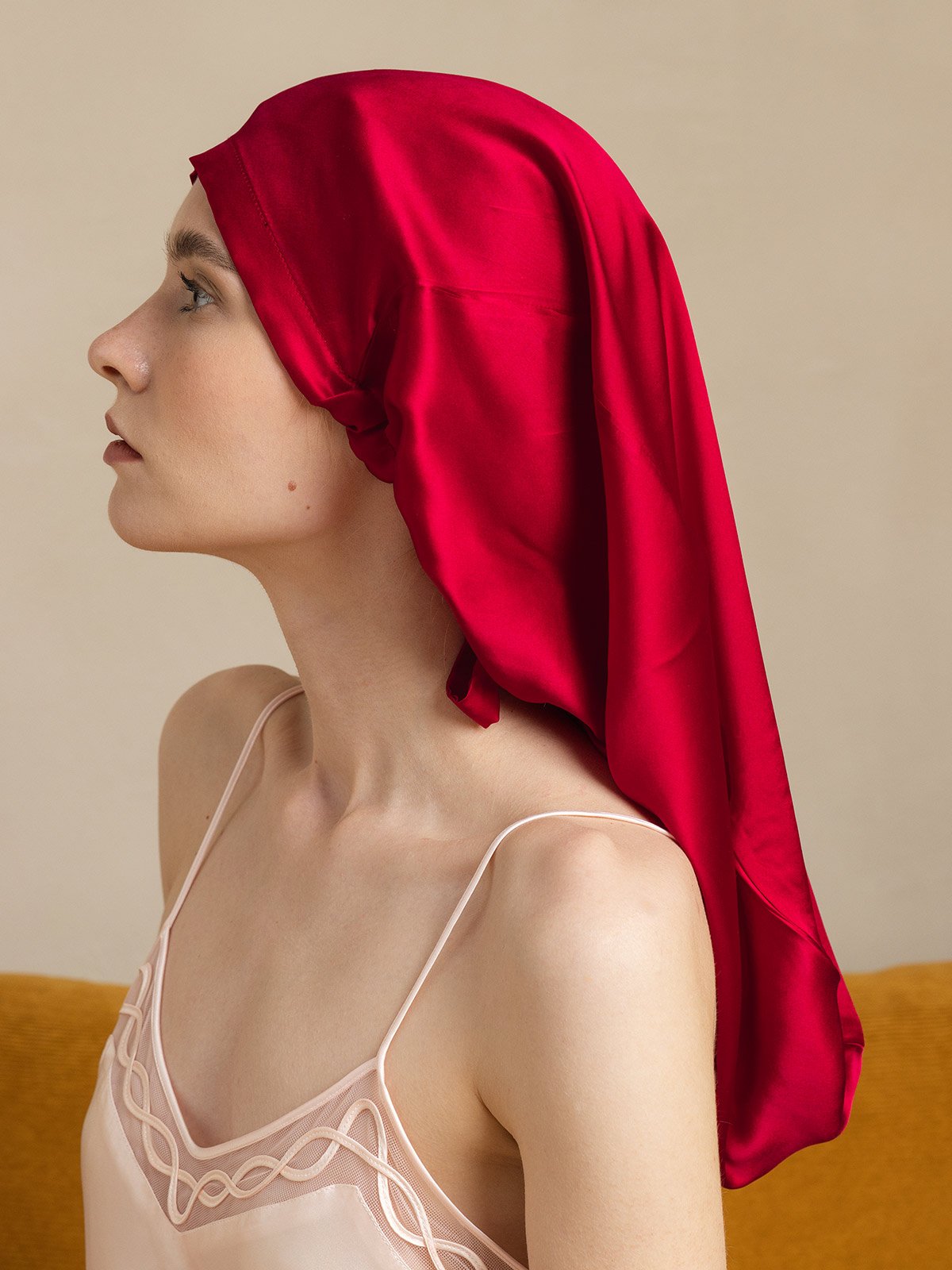 SilkSilky-FR 19Momme Soie Sleep Cap RougeVineux 001