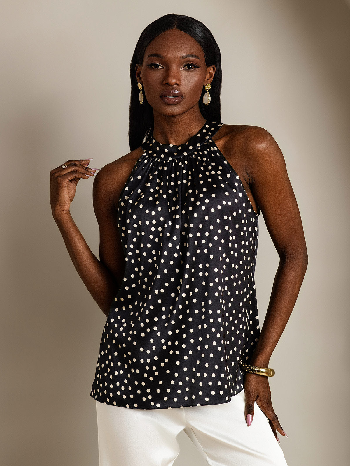 [Noir+Blanc] SilkSilky-FR 19Momme Soie Womens T-Shirt 001