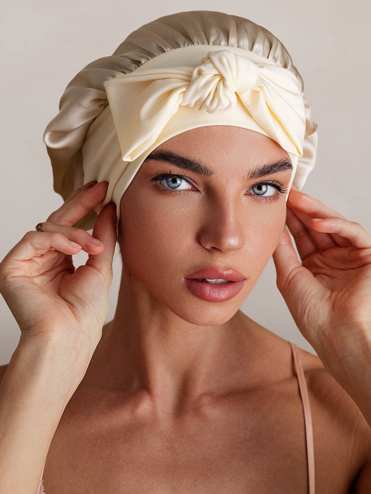SilkSilky-FR Soie Sleep Cap Beige 003