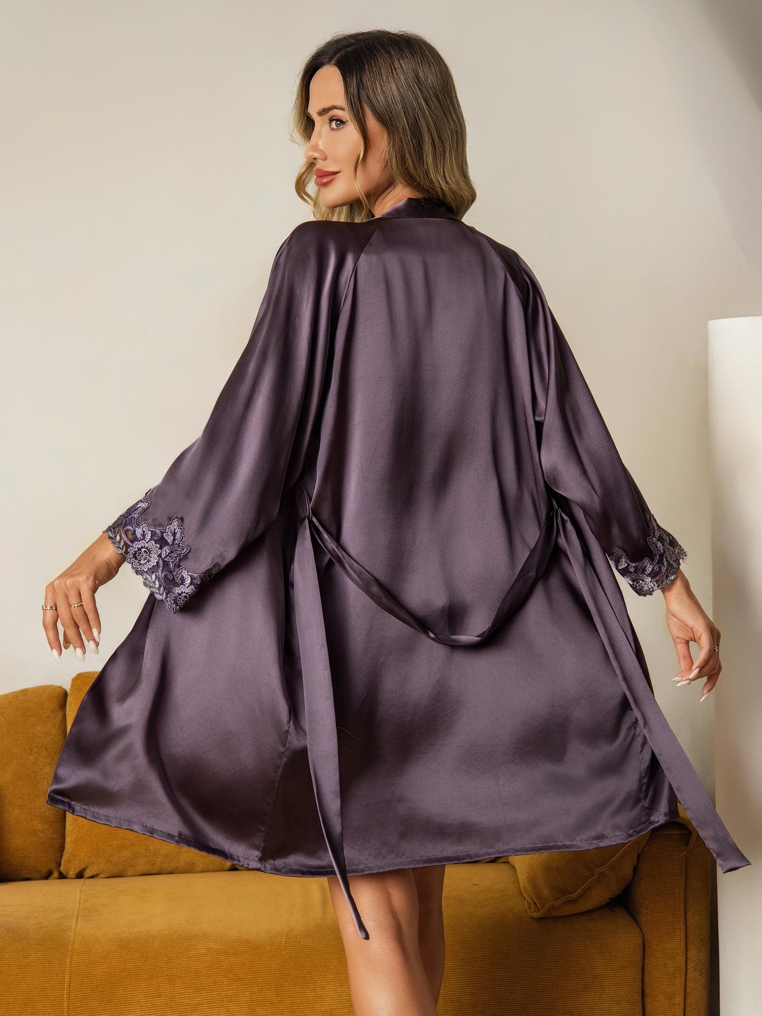 [GrisPourpre] SilkSilky-FR Soie Nightgown&Robe Set 003