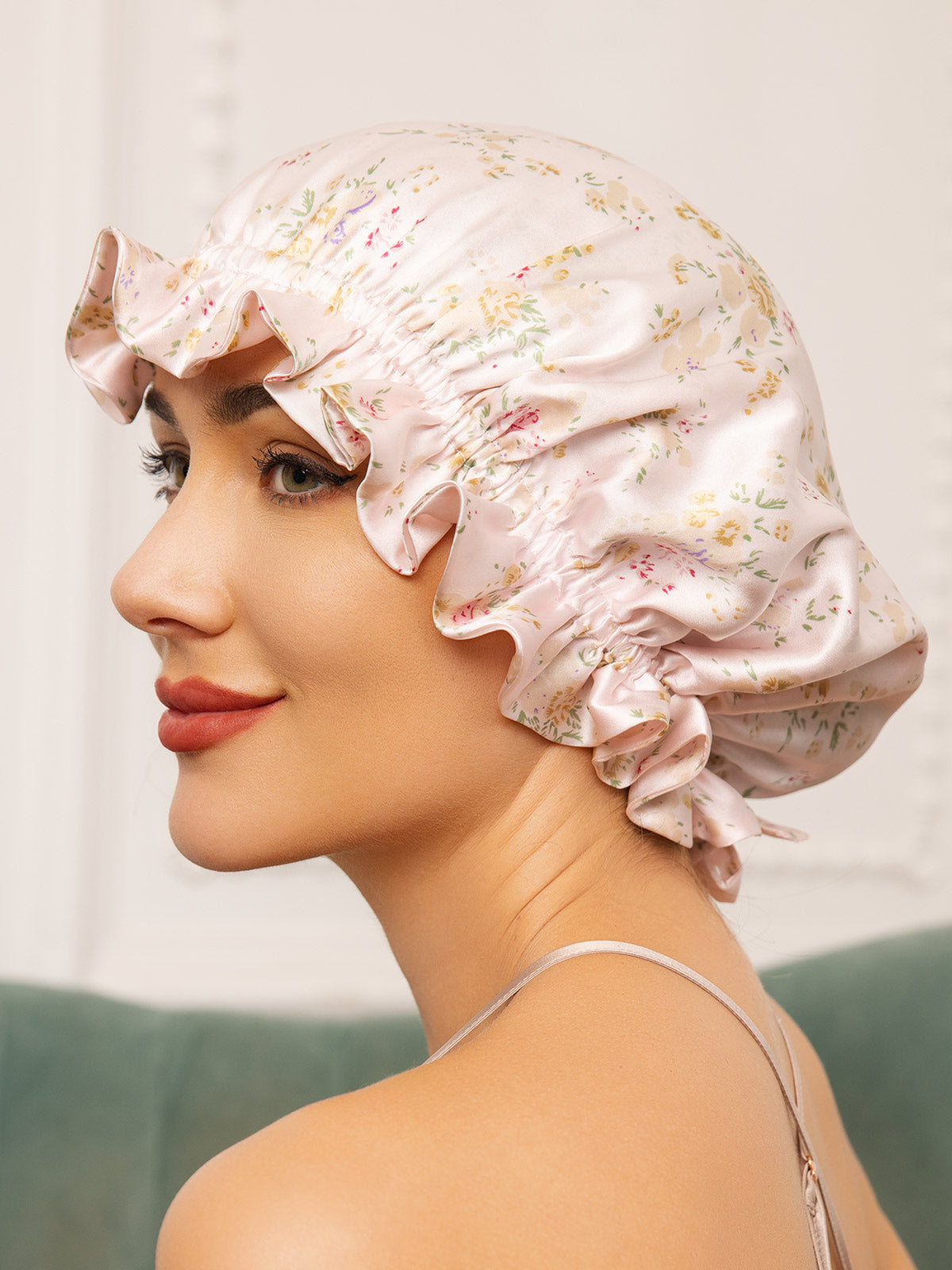 SilkSilky-FR Pure Soie Sleep Cap Floral 001