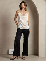 [Gris Clair] SilkSilky-FR Spaghetti Strap Cowl Neck Top À Fines Brides 003