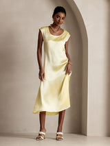 [Jaune Clair] SilkSilky-FR Cap Sleeve Robes 005