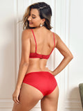 SilkSilky FR Soie Tricotée Bra&Panty Set Rouge 002